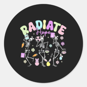 Pegatina Redonda Radiología de Pascua Terapia Skeleton Dancing Radi