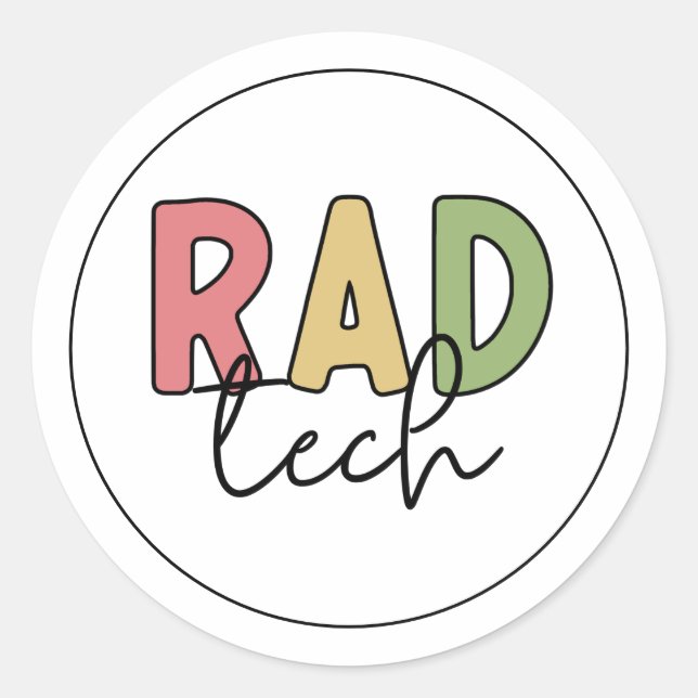 Pegatina Redonda Radiología Radiológica Tecnológica Rad Tech (Anverso)