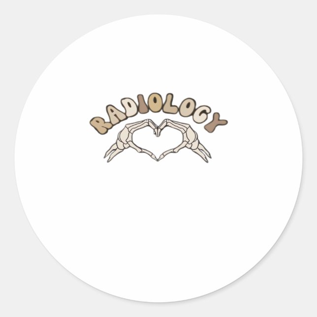 Pegatina Redonda Radiología Skeleton Heart Hands Classic (Anverso)