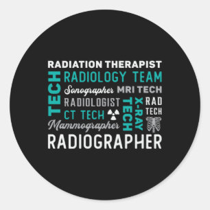 Pegatina Redonda Radiología Tecnológica Terapia Radiológica Xray Te