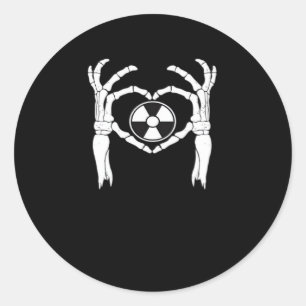 Pegatina Redonda Radiología X-Ray Tech Heart Shaped Skeleton Manos 