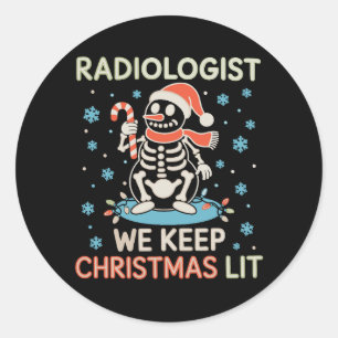 Pegatina Redonda Radiólogo Mantenemos Lista de Navidad Muñeco de Ni