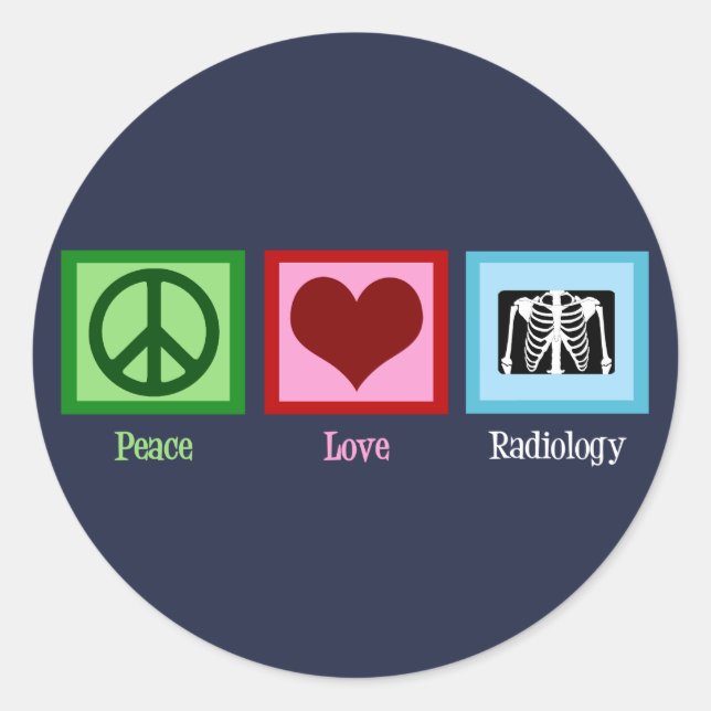 Pegatina Redonda Radiólogo Peace Love Radiology Chest X-Ray Tech (Anverso)
