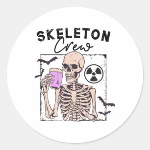 Pegatina Redonda Radiology Halloween Xray Tech Skeleton Coffee Crew