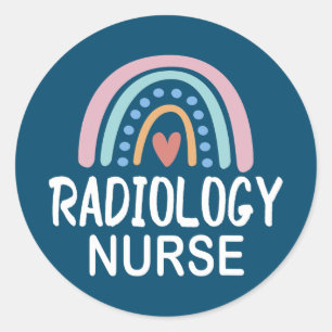 Pegatina Redonda Radiology Nurse Leopard RN interventional