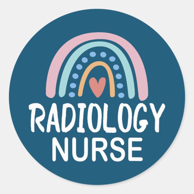 Pegatina Redonda Radiology Nurse Leopard RN interventional (Anverso)