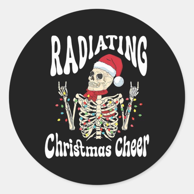 Pegatina Redonda Radiology Radiating Christmas Cheer X-ray Rad Tech (Anverso)