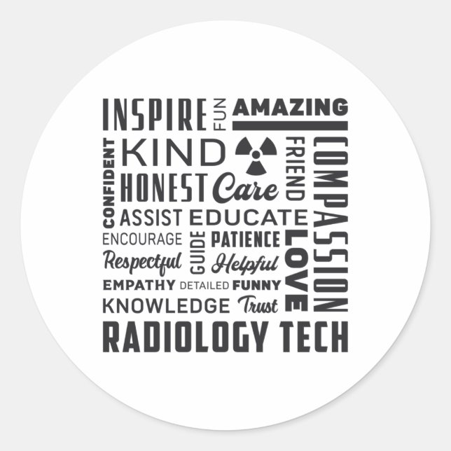 Pegatina Redonda Radiology Tech Technologist Rad Tech X-Ray Tech (Anverso)