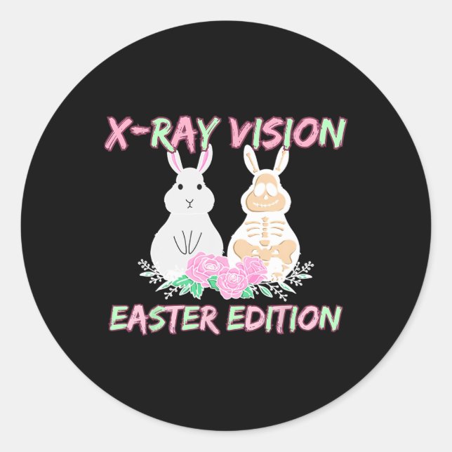 Pegatina Redonda Radiology Tech Xray Vision Easter Edition Bunny Ea (Anverso)