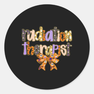 Pegatina Redonda Radioterapeuta Halloween Coquette Calabaza
