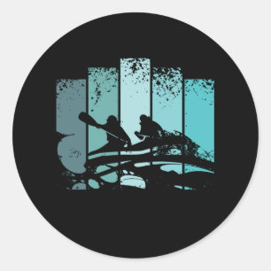 Pegatina Redonda Rafting Retro