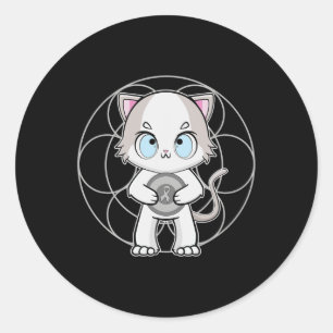 Pegatina Redonda Ragdoll Cat Anime Kitten Dyslexia Conciencia