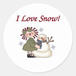 Pegatina Redonda Ragdoll y Snowman