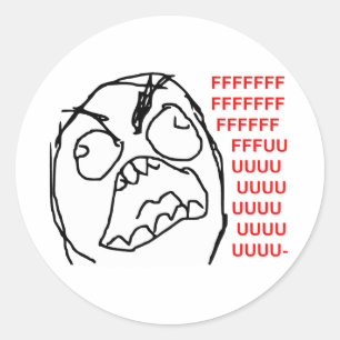 Pegatina Redonda Rage Guy Angry Fuu Fuuu Rage Face Meme