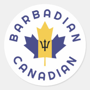 Pegatina Redonda Raíces canadienses de Barbados
