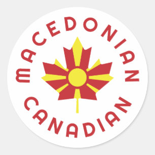 Pegatina Redonda Raíces canadienses de Macedonia