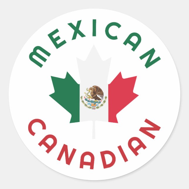 Pegatina Redonda Raíces canadienses mexicanas (Anverso)