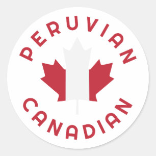 Pegatina Redonda Raíces canadienses peruanas