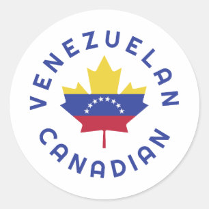 Pegatina Redonda Raíces canadienses venezolanas