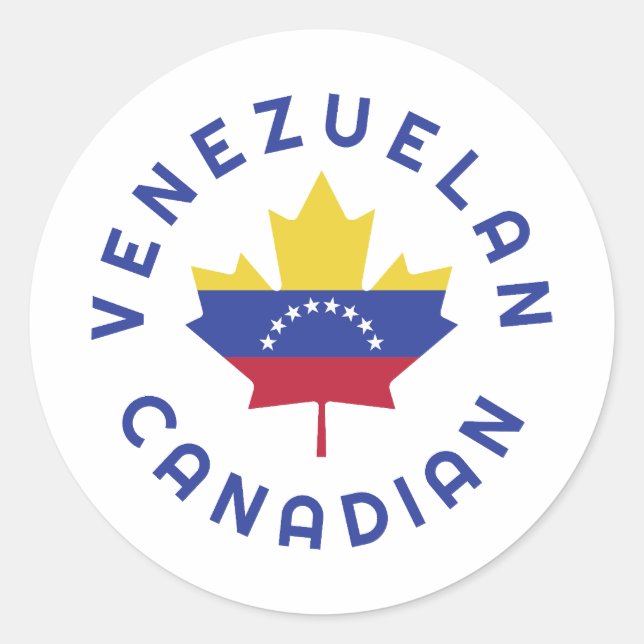 Pegatina Redonda Raíces canadienses venezolanas (Anverso)