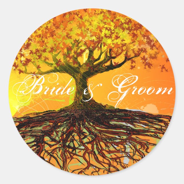 Pegatina Redonda Raíces de amor (Anverso)