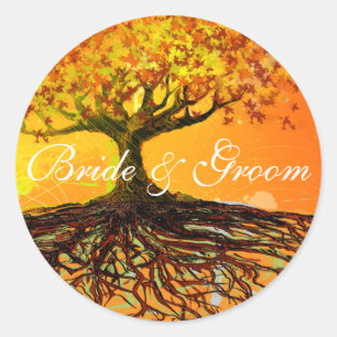 Pegatina Redonda Raíces de amor