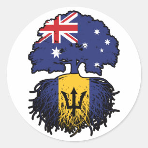 Pegatina Redonda Raíces de árboles australianos de Barbados