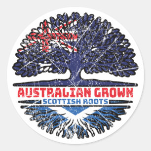 Pegatina Redonda Raíces de árboles australianos de Escocia