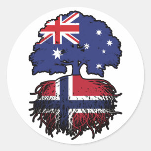 Pegatina Redonda Raíces de árboles australianos noruegos