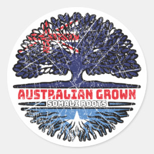 Pegatina Redonda Raíces de árboles australianos somalíes en Austral