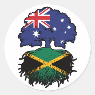Pegatina Redonda Raíces de árboles de Australia jamaiquino