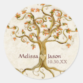 Pegatina Redonda Raíces De Árboles De Swirl Nombres Personalizados 