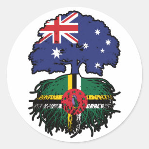 Pegatina Redonda Raíces de árboles dominicanos australianos