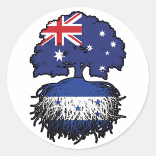Pegatina Redonda Raíces de árboles hondureños australianos en Austr