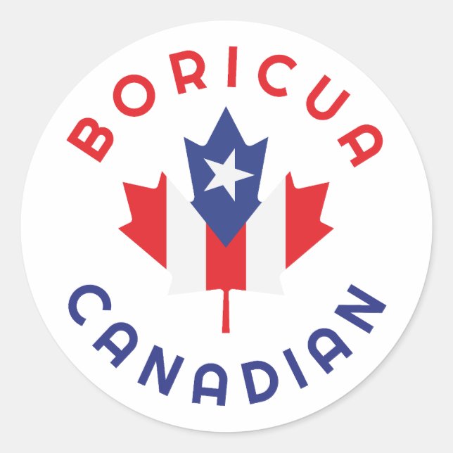 Pegatina Redonda Raíces de Boricua de Canadá (Anverso)