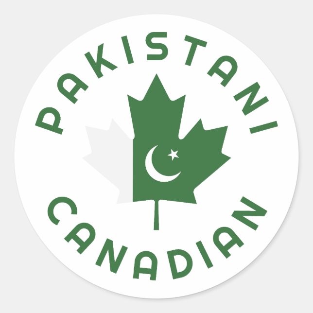 Pegatina Redonda Raíces de Canadá en Pakistán (Anverso)