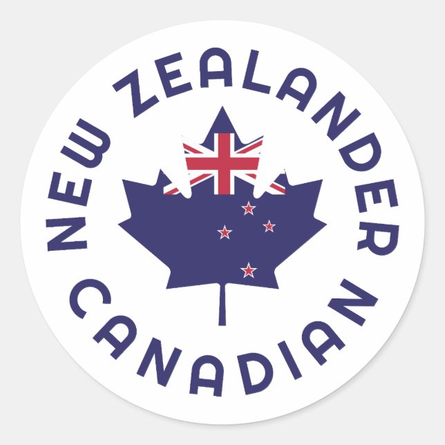 Pegatina Redonda Raíces de Nueva Zelanda de Canadá (Anverso)