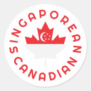 Pegatina Redonda Raíces de Singapur en Canadá