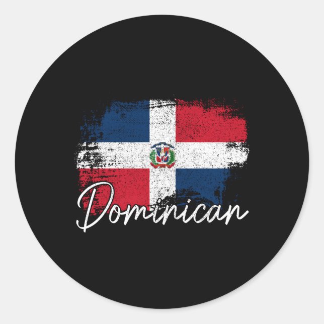Pegatina Redonda Raíces del Orgullo Dominicano (Anverso)