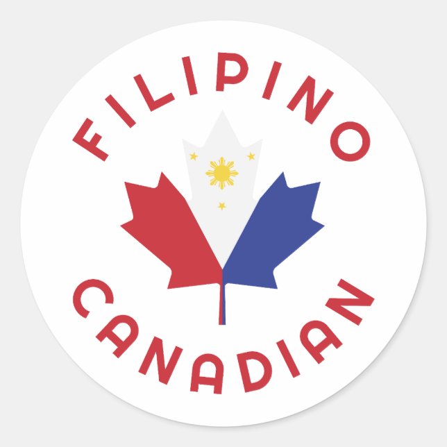 Pegatina Redonda Raíces filipinas de Canadá (Anverso)