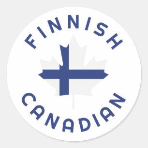 Pegatina Redonda Raíces finlandesas canadienses