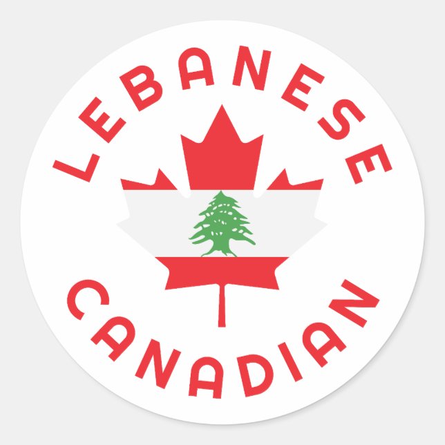 Pegatina Redonda Raíces libanesas canadienses (Anverso)