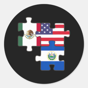 Pegatina Redonda Raíces Mexicanas Y Salvadoreñas Más La Bandera De 