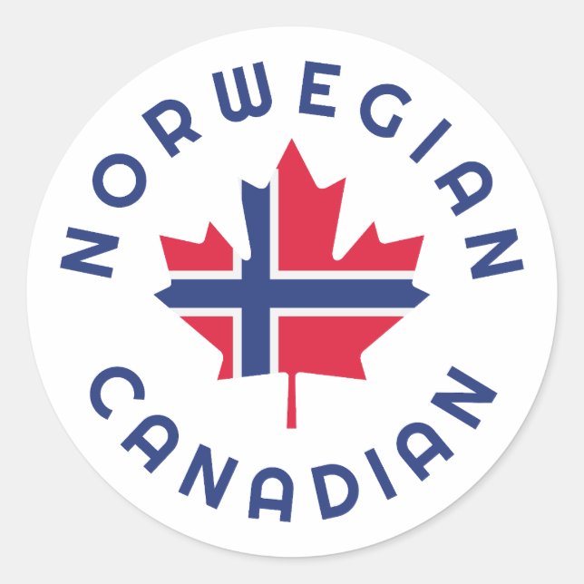 Pegatina Redonda Raíces noruegas de Canadá (Anverso)