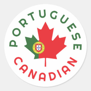 Pegatina Redonda Raíces portuguesas canadienses
