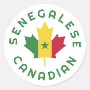 Pegatina Redonda Raíces senegalesas canadienses