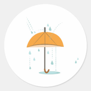 Pegatina Redonda Rain Umbrella