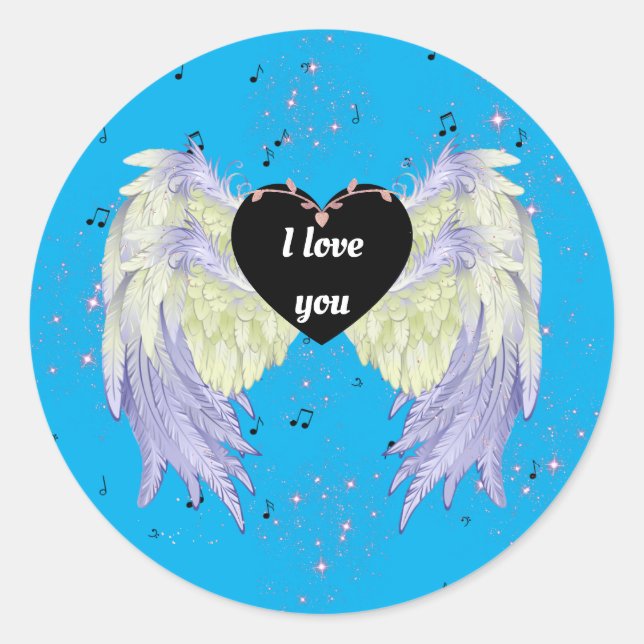 Pegatina Redonda rainbow angel wings (Anverso)