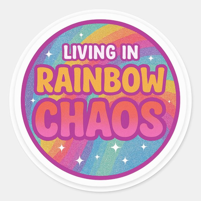 Pegatina Redonda Rainbow Chaos Round Sticker (Anverso)