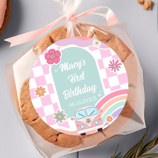 Pegatina Redonda Rainbow Daisy Car Birthday Sticker (Subido por el creador)